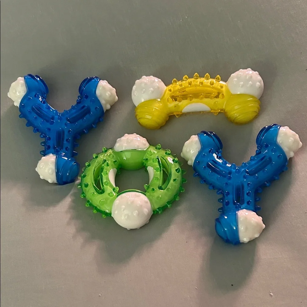 4 Colorful Dog Chew Toy Set